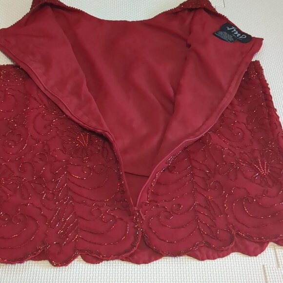 JMD NEW YORK 🔴Red Beaded Sleeveless Blouse - M - Picture 9 of 9